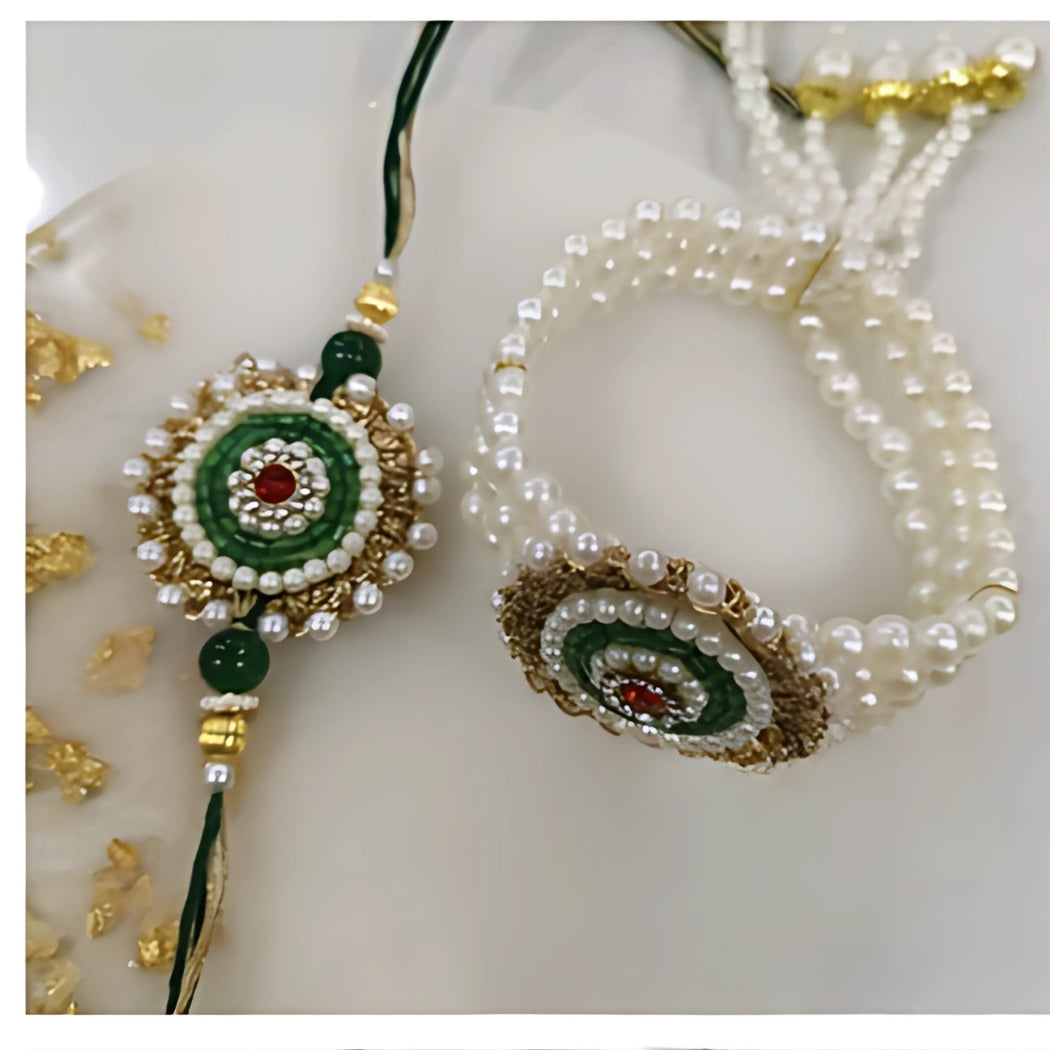 Royal Pearl Rakhi Pair