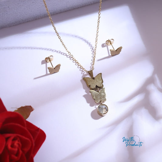 Golden Butterfly Jewelry Set