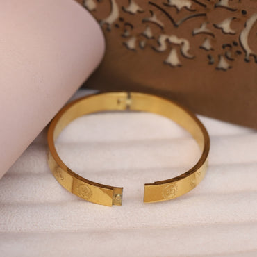 Men’s Gold-Plated Engraved Kada Bracelet