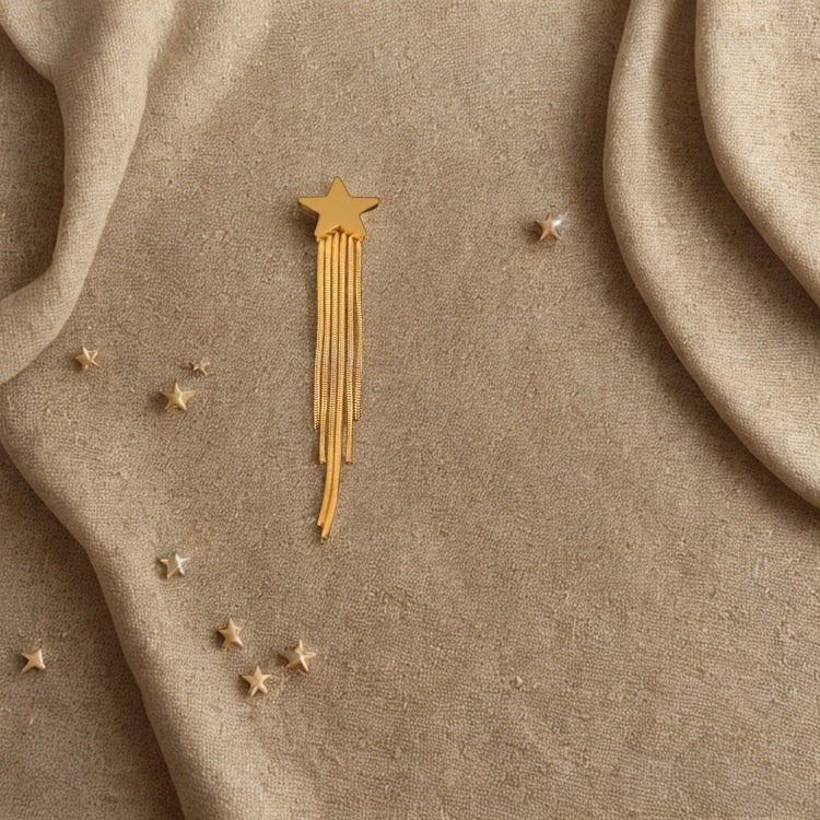 Gold-Plated Star Chain Earrings