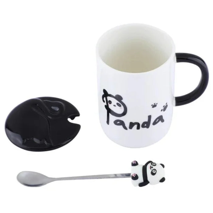 Panda Ceramic Coffee Mug with Lid & 3D Panda Spoon