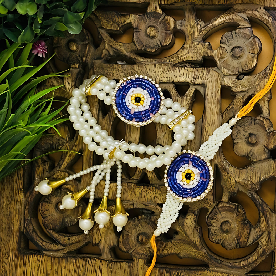 Royal Blue Radiance Rakhi-Lumba Set