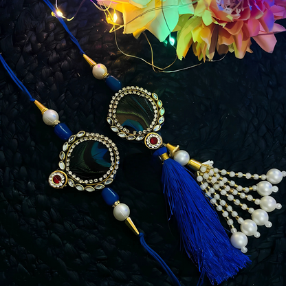 Peacock Feather Rakhi Set