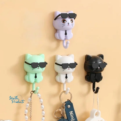 Multi-Purpose Cat Key Holder with Sunglasses Hook
