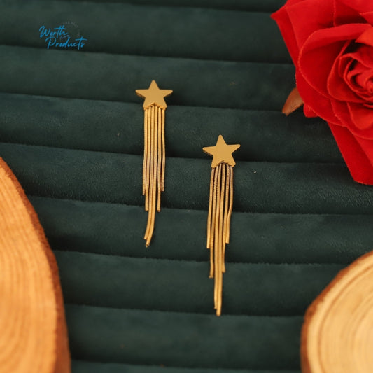 WHP™ – Gold-Plated Star Chain Earrings