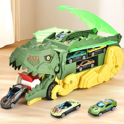 Dino Truck Car Launcher Toy for Kids with 6 Toy Cars