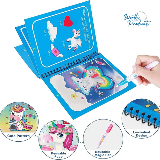 WHP™ – Re-Usable Magic Coloring Water Book with Magic Pen