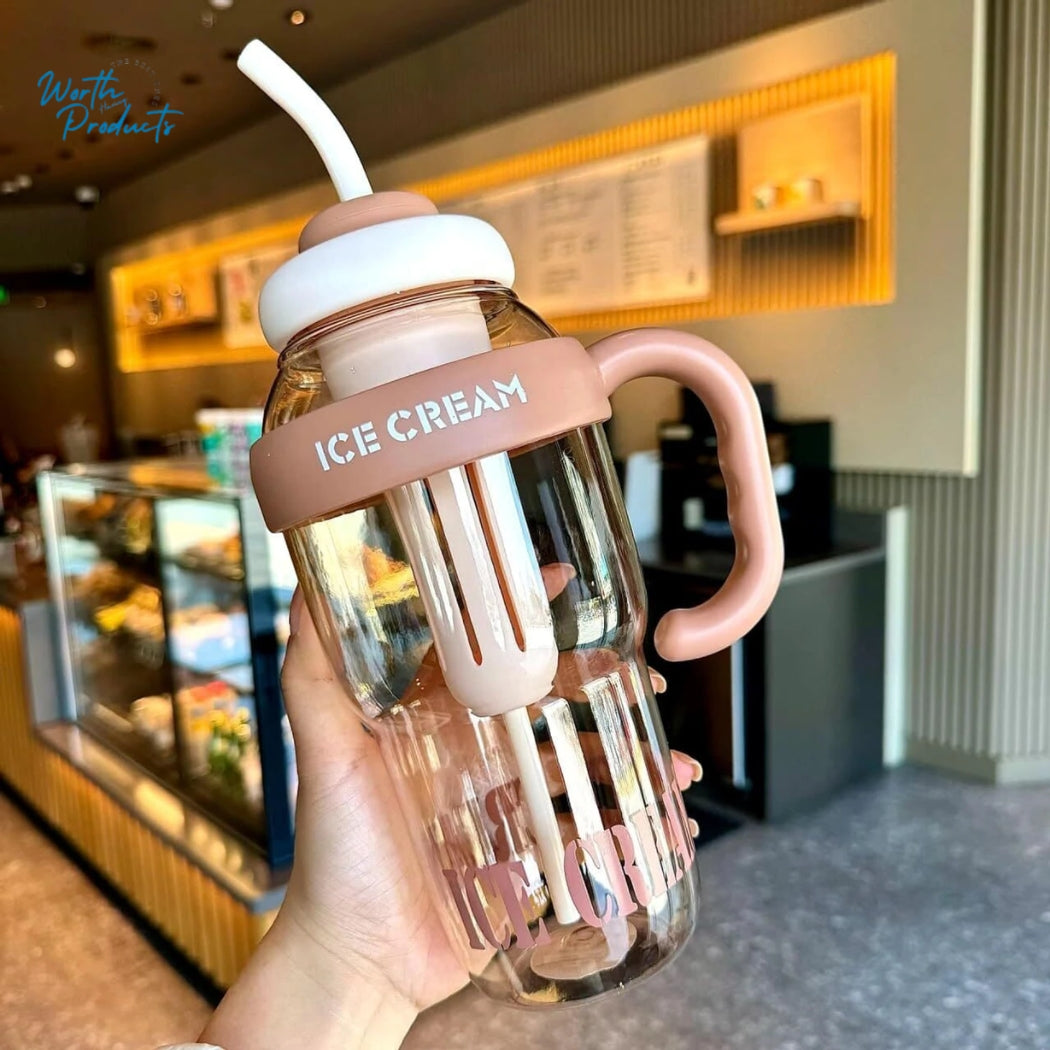 Ice Cream Theme Straw Tumbler Bottle