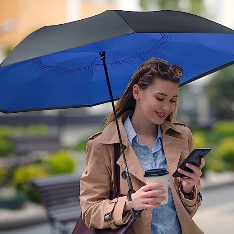 Upside Down Reverse Umbrella with C-Shaped Handle
