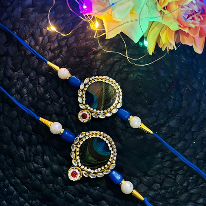 Peacock Feather Rakhi Set