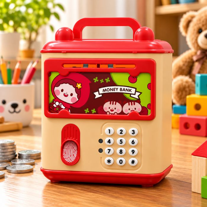 Piggy Bank for Kids with Password & Fingerprint Lock