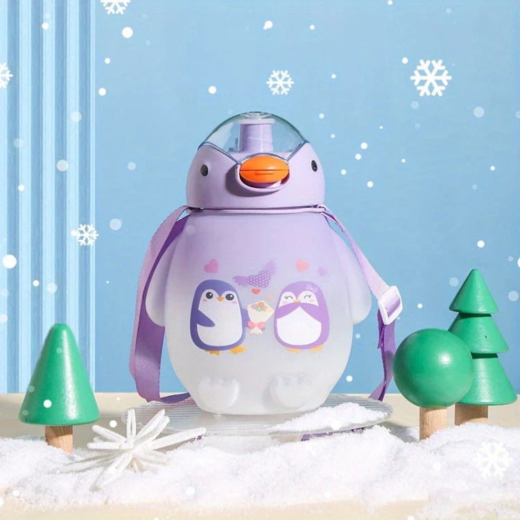 WHP™ – Penguin Water Bottle With Straw And Strap
