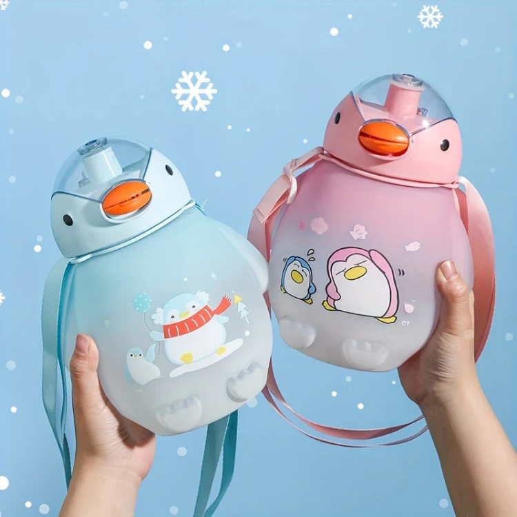 WHP™ – Penguin Water Bottle With Straw And Strap