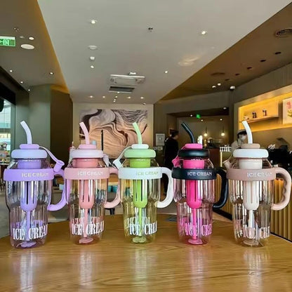 Ice Cream Theme Straw Tumbler Bottle