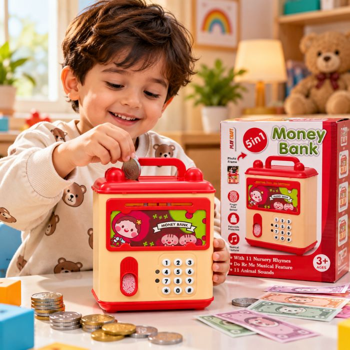 Piggy Bank for Kids with Password & Fingerprint Lock