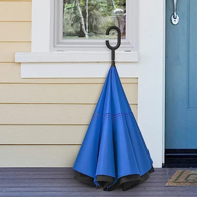 Upside Down Reverse Umbrella with C-Shaped Handle