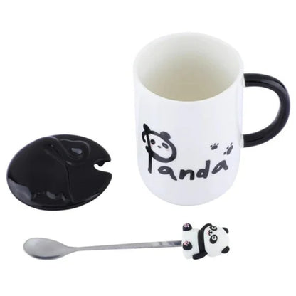 Panda Ceramic Coffee Mug with Lid & 3D Panda Spoon