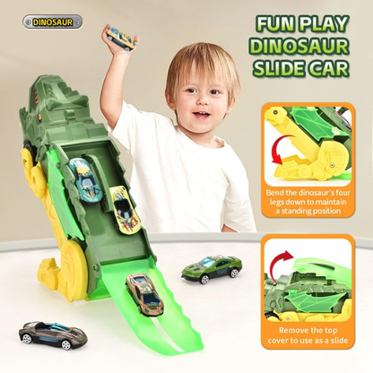 Dino Truck Car Launcher Toy for Kids with 6 Toy Cars
