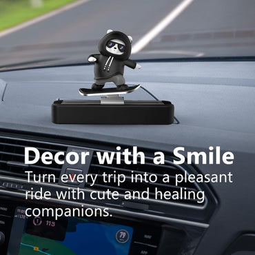 Skateboarding Panda Car Dashboard Toy