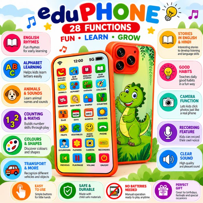 Rechargeable Educational Toy Phone for Kids with 28 Learning Functions