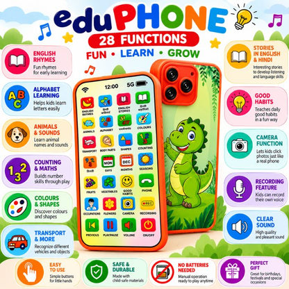 Rechargeable Educational Toy Phone for Kids with 28 Learning Functions