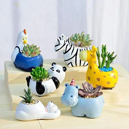 Animal Shaped Resin Planter (Set Of 6)
