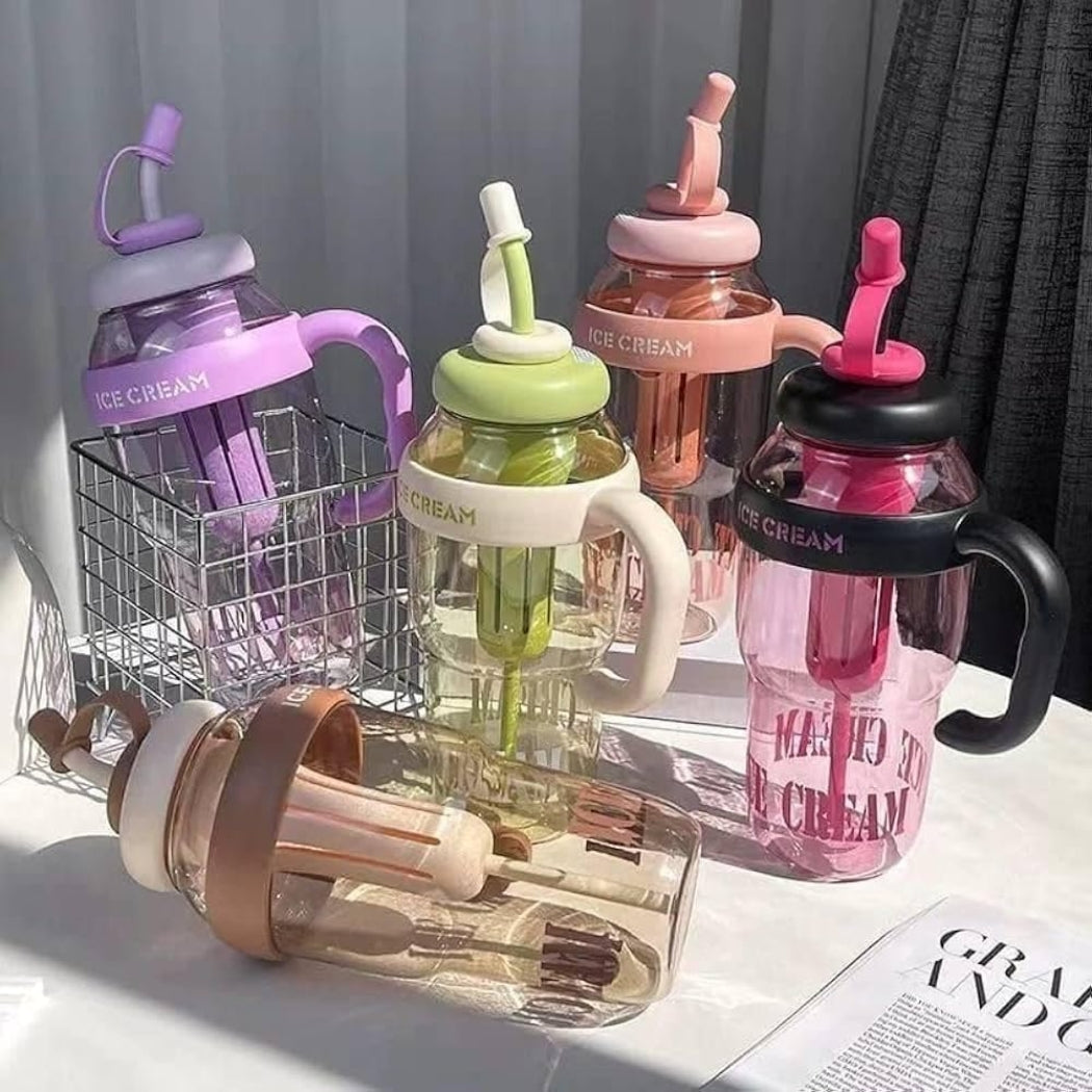 Ice Cream Theme Straw Tumbler Bottle