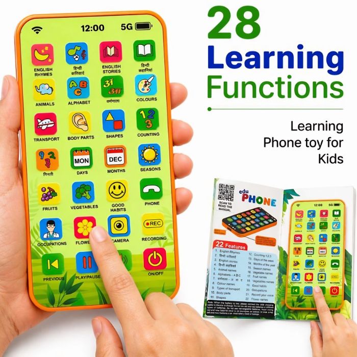Rechargeable Educational Toy Phone for Kids with 28 Learning Functions