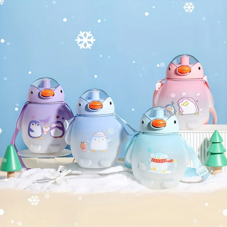 WHP™ – Penguin Water Bottle With Straw And Strap