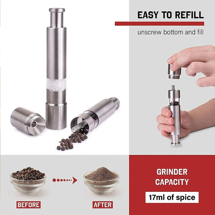 WHP™ – Stainless Steel Thumb Presser Salt And Pepper Grinder