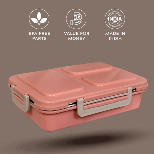 Insulated 3 Compartment Stainless Steel Lunch Box