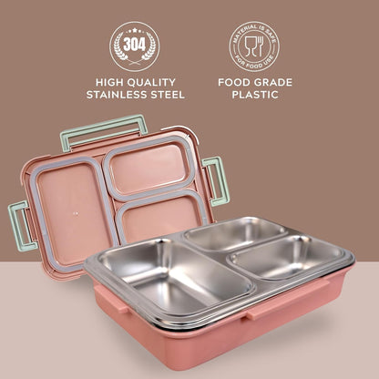WHP™ – Insulated 3 Compartment Stainless Steel Lunch Box