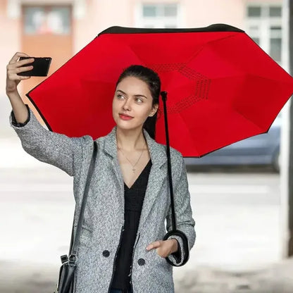 Upside Down Reverse Umbrella with C-Shaped Handle