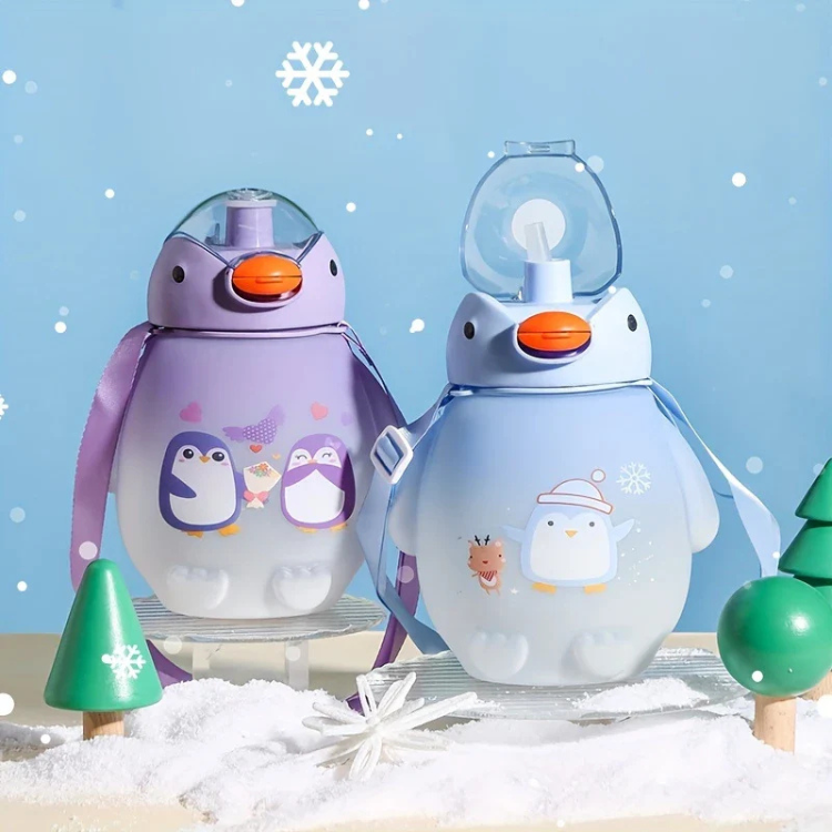 WHP™ – Penguin Water Bottle With Straw And Strap
