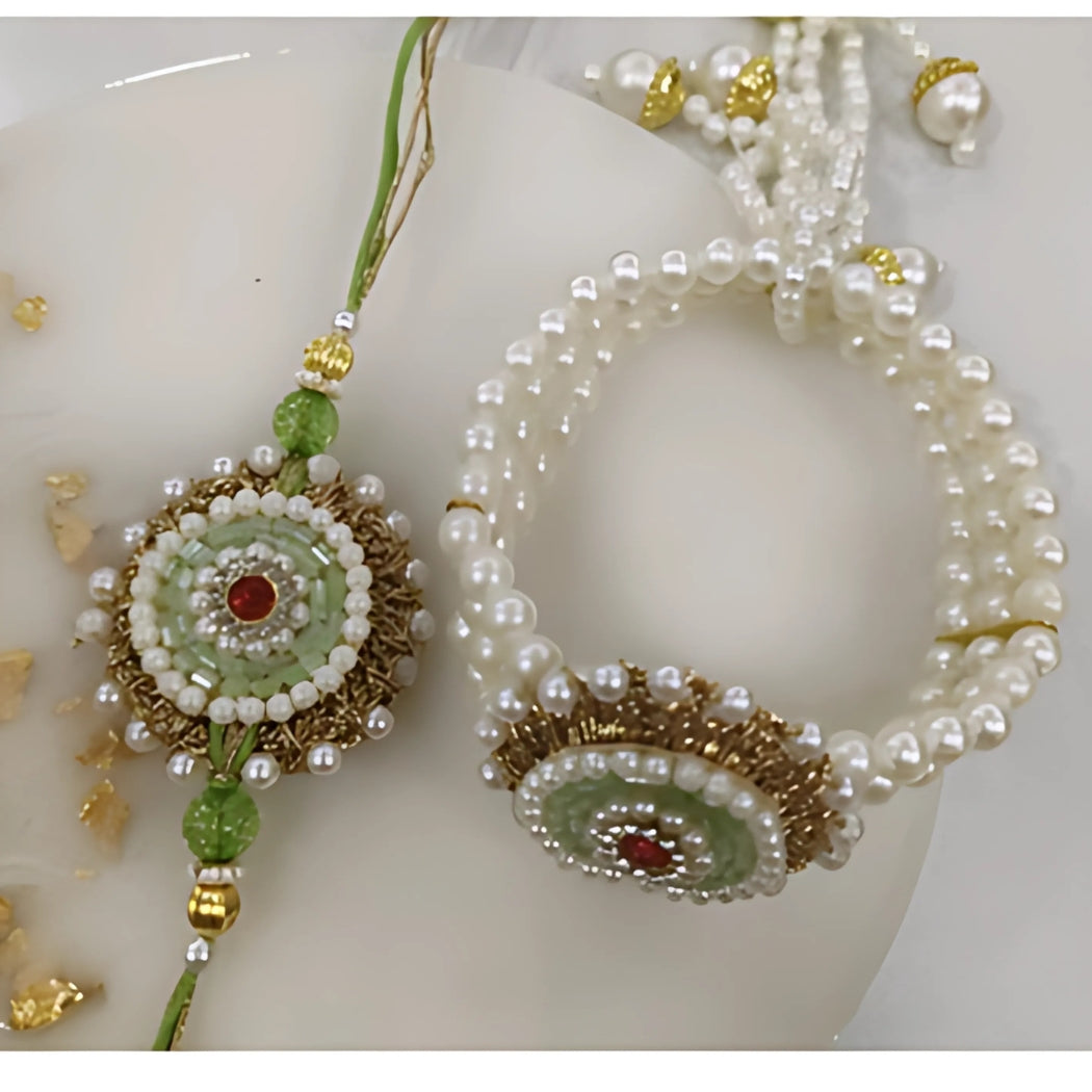 Royal Pearl Rakhi Pair